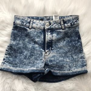 H&M Divided High Rise Acid Wash Shorts
